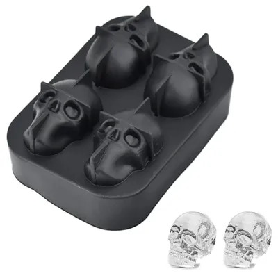 Produktbild von Totenkopf-Eiswürfelform, 3D-Eisschädel-Maker für Weihnachten, Halloween, Whiskey, Cocktails und Säfte