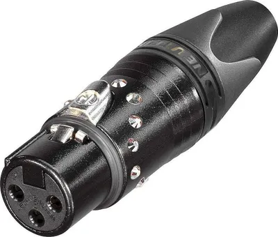 Produktbild von NEUTRIK® XLR, 3-pol , Metall-, Löttechnik-Kabelbuchse, vergoldete(r) Kontakt(e), gerade, schwarz verchromt