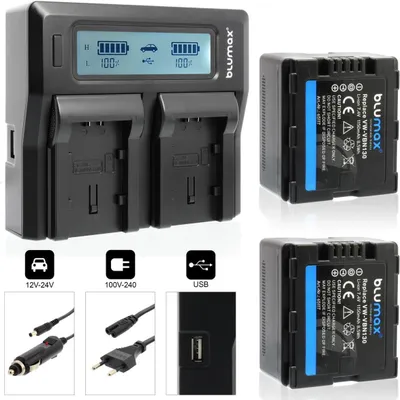 Produktbild von 2x Akku + Lader passend für Panasonic VW-VBN130  SD900 TM900 X920M HS900 1150 mA