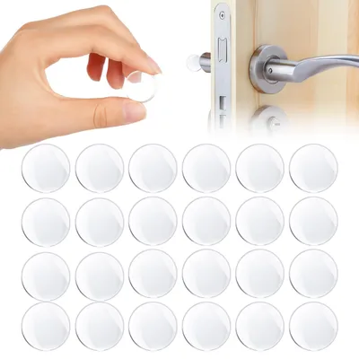 Produktbild von Türstopper, 24 Stück, diskrete transparente Türstopper, 20 x 5 mm Silikon-Türstopper für Wände, selbstklebende transparente runde Türgriffstopper, Schutztürstopper gegen Wandgeräusche.