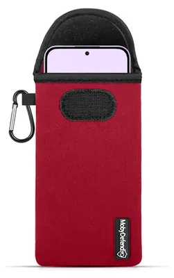Productafbeelding van MobyDefend Hoesje - Geschikt voor Xiaomi Redmi Note 17 4G/5G - Neopreen Pouch Met Karabijnhaak - Insteek - Riemlus - Rood