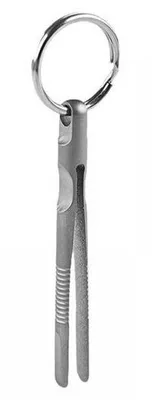 Produktbild von Pinzette mit rutschfestem Griff – Mini-Pinzette – Tragbar – Schlüsselanhänger – Leicht – Edelstahl – 59 mm lang – Pinzette
