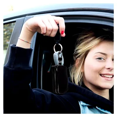 Produktbild von Kompaktes PolyurethanAutoschlüsseletui mit Reißverschluss für Schlüssel und Münzen