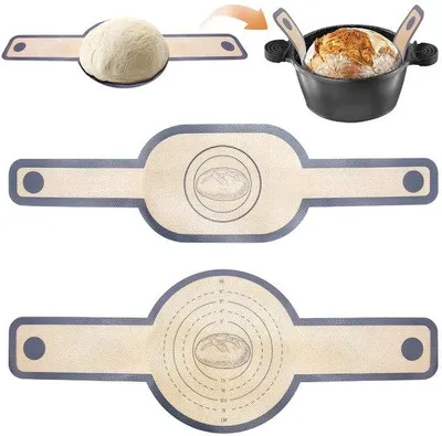 Image de Tapis de cuisson en silicone pour cocotte, lot de 2, facile à nettoyer, pour la cuisson du pain