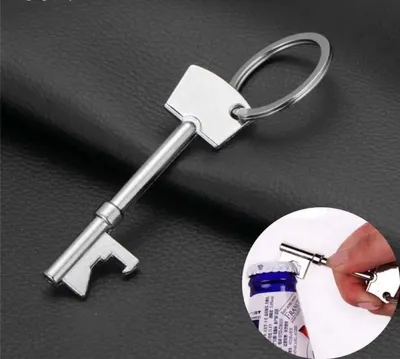 Zdjęcie produktu dla CHPN – Otwieracz do butelek w kształcie klucza – breloczek – breloczek – Najlepszy breloczek z otwieraczem do butelek – dla miłośników piwa – srebrny – zabawny breloczek
