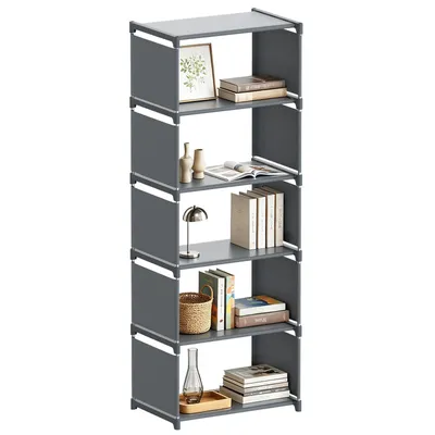 Produktbild von Verdego Bücherregal, 5 Ebenen, Multifunktionales Regal, Modernes Design, Aufbewahrungsschrank für Wohnzimmer, Schlafzimmer, Arbeitszimmer, Grau