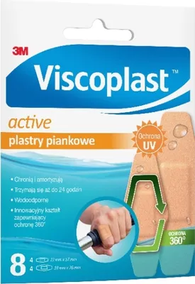Immagine prodotto di Cerotti in schiuma attiva Viscoplast, confezione da 8, durata di conservazione extra-lunga fino al 2028, qualità 3M