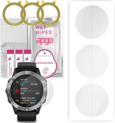 Produktbild von apgo 3 Stück Schutzfolie, klar, kompatibel mit Garmin Fenix 6 Smartwatch, Hydrogel Displayschutzfolie mit Positionierhilfe, Displayfolie, robust und kratzfest