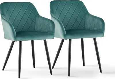 Produktbild von CLIPOP Esszimmerstuhl, 2er Set Küchenstuhl aus Samt, Polsterstuhl Sessel mit Rückenlehne, Hellgrün