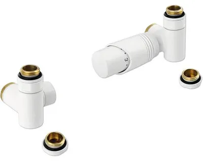 Image de Kit de raccordement thermostatique Sapho, modèle d'angle, 1/2", blanc