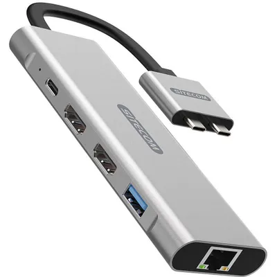 Produktbild von Sitecom CN-411, Kabelgebunden, USB 3.2 Gen 1 (3.1 Gen 1) Type-C, 100 W, 1.4/2.0, 10,100,1000 Mbit/s, Silber