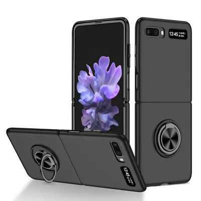 Obrázek produktu pro Tenké tvrdé PC pouzdro pro Samsung Galaxy Z Flip 5G, s prstencovým stojánkem černé