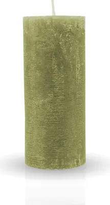 Produktbild von Rustikale Stumpenkerze "Olive" Ø7cm x 15cm - vers. Farben / Größen - lang Brenndauer Antik Kerze, Duftfreie Altarkerze - Dekokerze