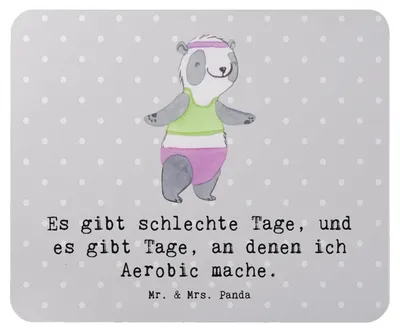 Produktbild von Mr. & Mrs. Panda Mauspad Panda Aerobic - Grau Pastell - Geschenk, Mousepad, Fitnessstudio, computer, pc, computermatte, Mouse Pad, Fitness