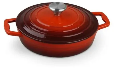 Produktbild von Carl Schmidt Sohn-Xanten Stielkasserolle mit Deckel, Gusseisen, 22x5,8 cm, rot-weiß