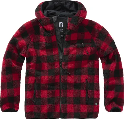 Produktbild von Brandit Teddyfleece Outdoorjacke mit Kapuze Größe 6XL Farbe Rot/Schwarz