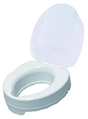 Imagen del producto de Asiento de inodoro elevado con tapa para mayor comodidad