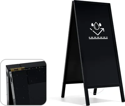 Produktbild von Kundenstopper mit lackiertem schwarz Rahmen 150x61 cm, Wasserfest, Werbeständer