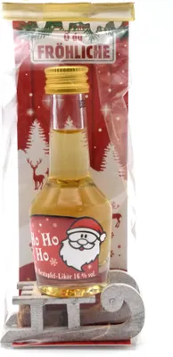 Produktbild von Kleines Likörpräsent Bratapfel mit Schlitten in Geschenkfolie 0,02 l