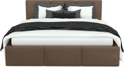 Produktbild von Muralo POLSTERBETT für Schlafzimmer Polsterbett mit Bettkasten und Gasdruckfeder Bett mit Polsterkopfteil Doppelbett 180x200 Braun CORD Stoff