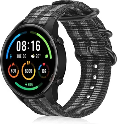 Produktbild von Strap-it Xiaomi Mi Watch Nylon Schnallenarmband (Schwarz/Grau)