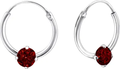 Produktbild von 925 Sterling Silber Creolen Ohrringe mit Zirkonia in verschiedenen Farben Farbe - Rot