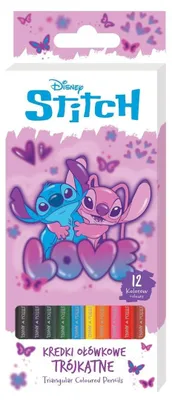 Immagine prodotto di Matite colorate triangolari Stitch, rosa, 12 colori - Beniamin