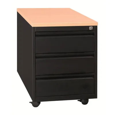 Produktbild von Gürkan Rollcontainer schwarz, buche 3 Auszüge 46,0 x 60,0 x 62,0 cm