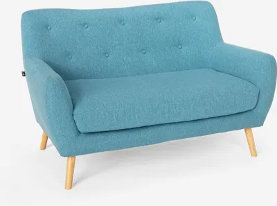 Image de canapé en tissu 2 places design moderne style scandinave Irvine - Bleu