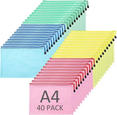Produktbild von Famanu A4 Dokumententasche mit Reißverschluss, transparent, 40 Stück