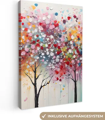 Produktbild von MuchoWow® - Leinwandbilder - Kunst - Bäume - Natur - Acryl, Wandbild, Wanddeko Bilder Wohnzimmer, 80x120 cm