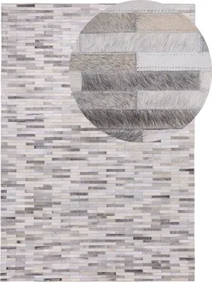 Produktbild von BELIANI Teppich Grau 160 x 230 cm aus Leder Kurzhaarteppich Handgefertigt Patchwork Rechteckig Modern