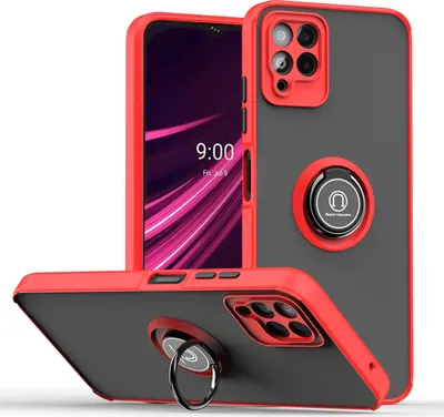 Produktbild von T-Mobile REVVL 6 Pro Hülle, Ring Halter Ständer Matte Transluzent TPU Rahmen Stoßfest Schutzhülle für T-Mobile REVVL 6 Pro Rot