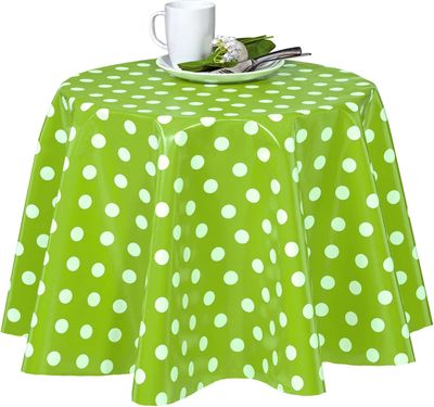 Melody Wachstuch Tischdecke 200 x 140 cm eckig Punkte grün #1150-05