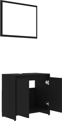 vidaXL 3-tlg. Badmöbel-Set Schwarz Holzwerkstoff