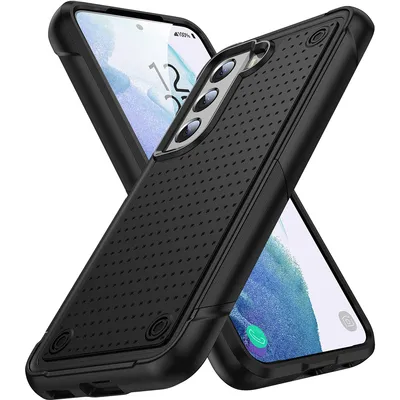 Immagine prodotto di Custodia per Samsung Galaxy S21 5G, qualità militare, custodia ibrida antiurto 2in1 in PC rigido e TPU morbido nero