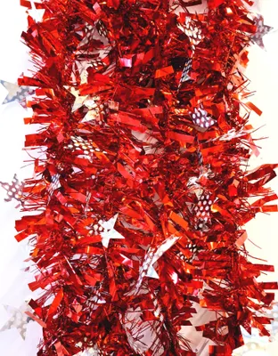 Produktbild von Lametta 5m Girlande Weihnachten Weihnachtsgirlande Christbaumschmuck Deko Sterne LMT9 Rot