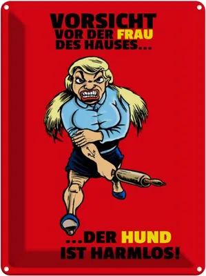 Produktbild von vianmo Blechschild 40x30 cm Vorsicht vor Frau Hund harmlos Spruch Zitat