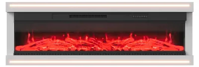 Obrázok produktu pre Elektrický nástenný krb – lesklý povrch, 152 cm – 12 farieb LED plameňa – diaľkové ovládanie – vykurovanie 750/1500 W – časovač – ochrana proti prehriatiu – biela farba