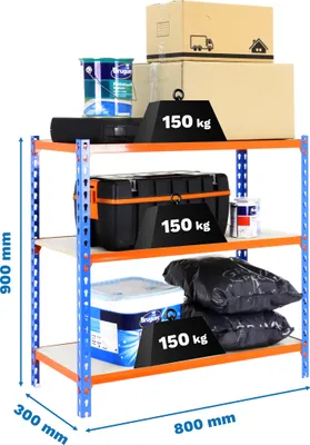 Immagine prodotto di Scaffale metallico MADERCLICK MINI 3/300 900 BLUE/LARANJA/MADEIRA