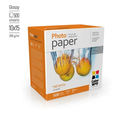 Produktbild von ColorWay High Glossy Fotopapier 260 g/m², 10x15 cm, 500 Blatt | Premium Glänzende Oberfläche für lebendige Ausdrucke