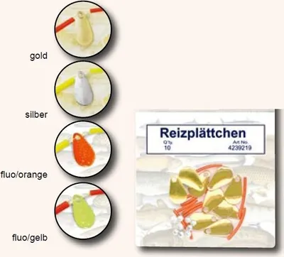 Produktbild von Reizplättchen Spinner 15x10mm Forellenköder -10 Spinnerblätt er, Farbe:Silber