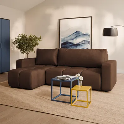 Produktbild von Masseno Ecksofa RAMIL mit Schlaffunktion L-Form, Sofa mit Bettkasten, Wohnzimmersofa, Couch, Soffa, Bettsofa, Couchgarnitur- Braun, KRONOS 06