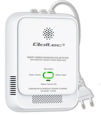 Zdjęcie produktu dla Czujnik Tlenku Węgla Qoltec (Czadu) | Detektor Co | Alarm 85Db | Led