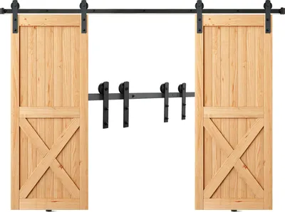 Produktbild von VEVOR 244cm okucie do drzwi przesuwnych System drzwi przesuwnych w kształcie litery I z 2-częściowymi szynami Udźwig 150kg Tor jezdny Idealny do drzwi przesuwnych o grubości 32-45mm, szerokość drzwi 1,12-1,32m
