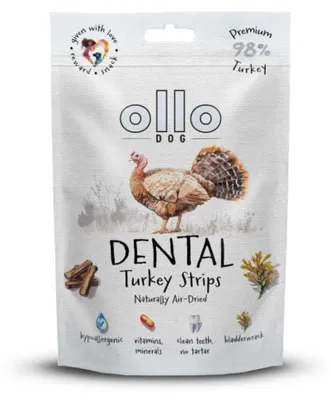 Obrázek produktu pro OLLO Air Dried Dental Turkey Strips - pamlsky pro psy - 80 g