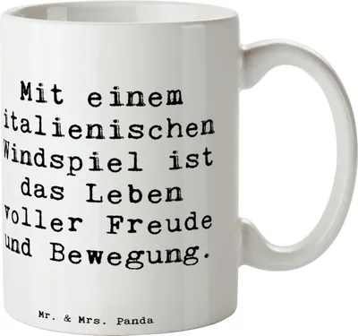 Produktbild von Mr. & Mrs. Panda Tasse Spruch Italienisches Windspiel Glück - Weiß - Geschenk, Hunderassen, Pflege, Familienhund, Hunderasse, elegante Hunde, Rasse, Kakaotasse, Charakter