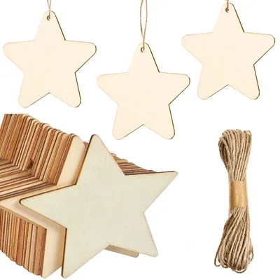 Image de Lot de 10 étoiles en bois pour la décoration de Noël