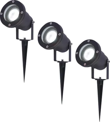 Produktbild von hoftronic LED Gartenstrahler 4W 345lm 6500K IP65 Schwarz 3er Set