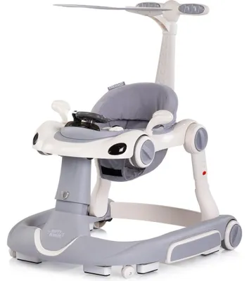 Image de Trotteur Chipolino Happy Walker 5 en 1 avec fonction balançoire, musique, lumières et roues, gris